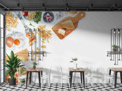 3D Pasta Design Fork Macaroni Pasta Watercolor Illustration Wall Mural Wallpaper GD 5485- Jess Art Decoration