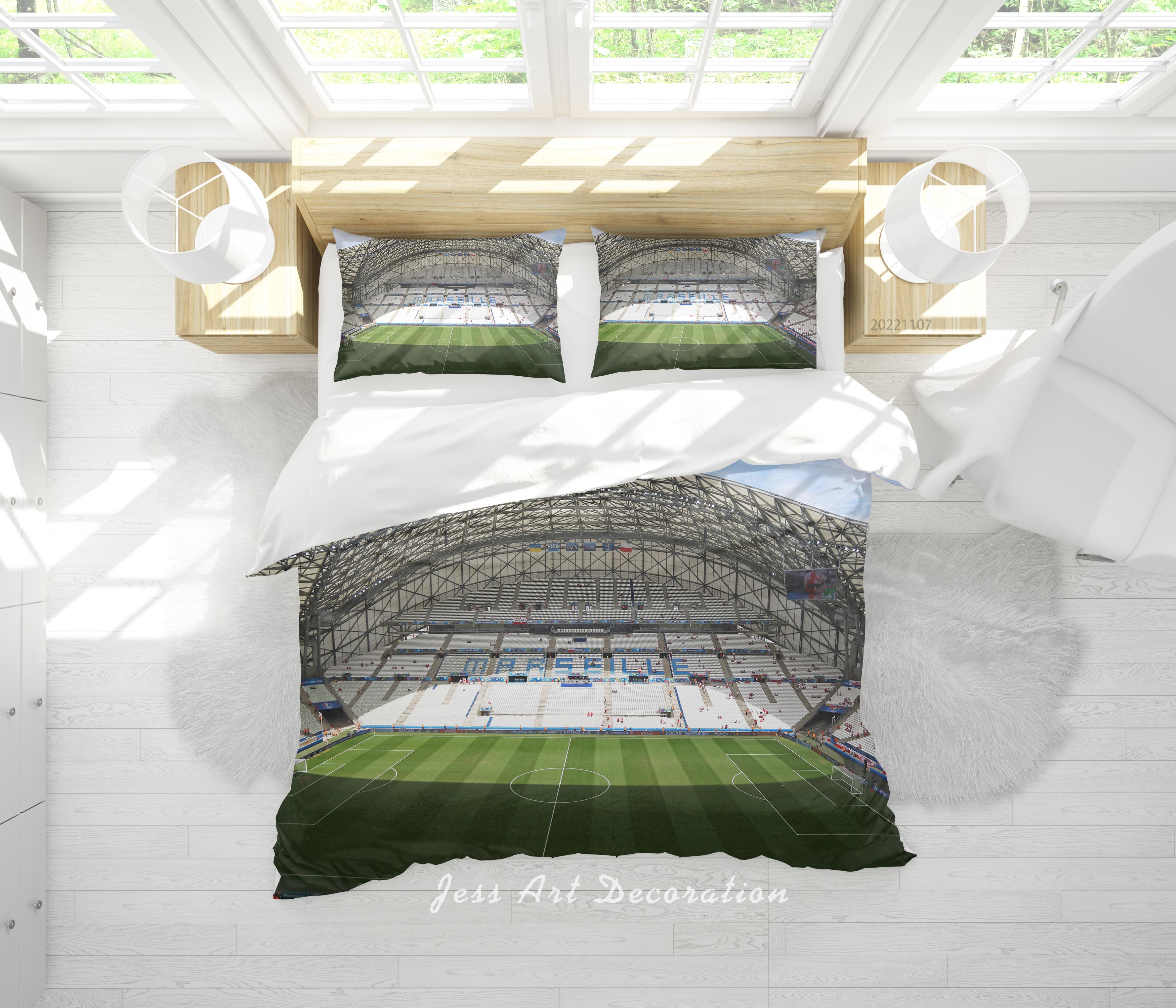 3D Marseilles Football Field Spectator Seats Cloud Sky Quilt Cover Set Bedding Set Duvet Cover Pillowcase 785