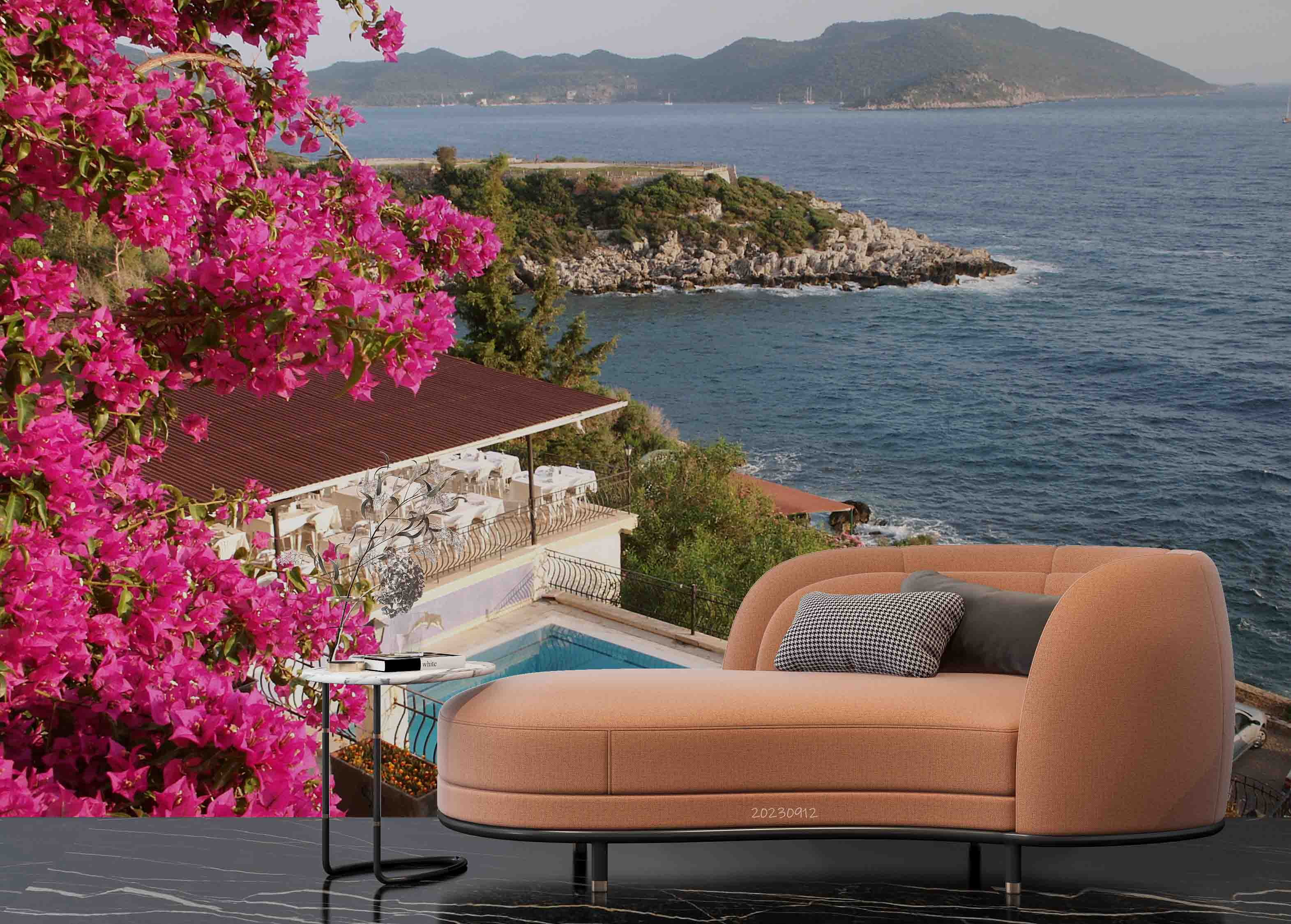 3D Sea Villa Floral Mountain Tree Grassland Wall Mural Wallpaper YXL 2568