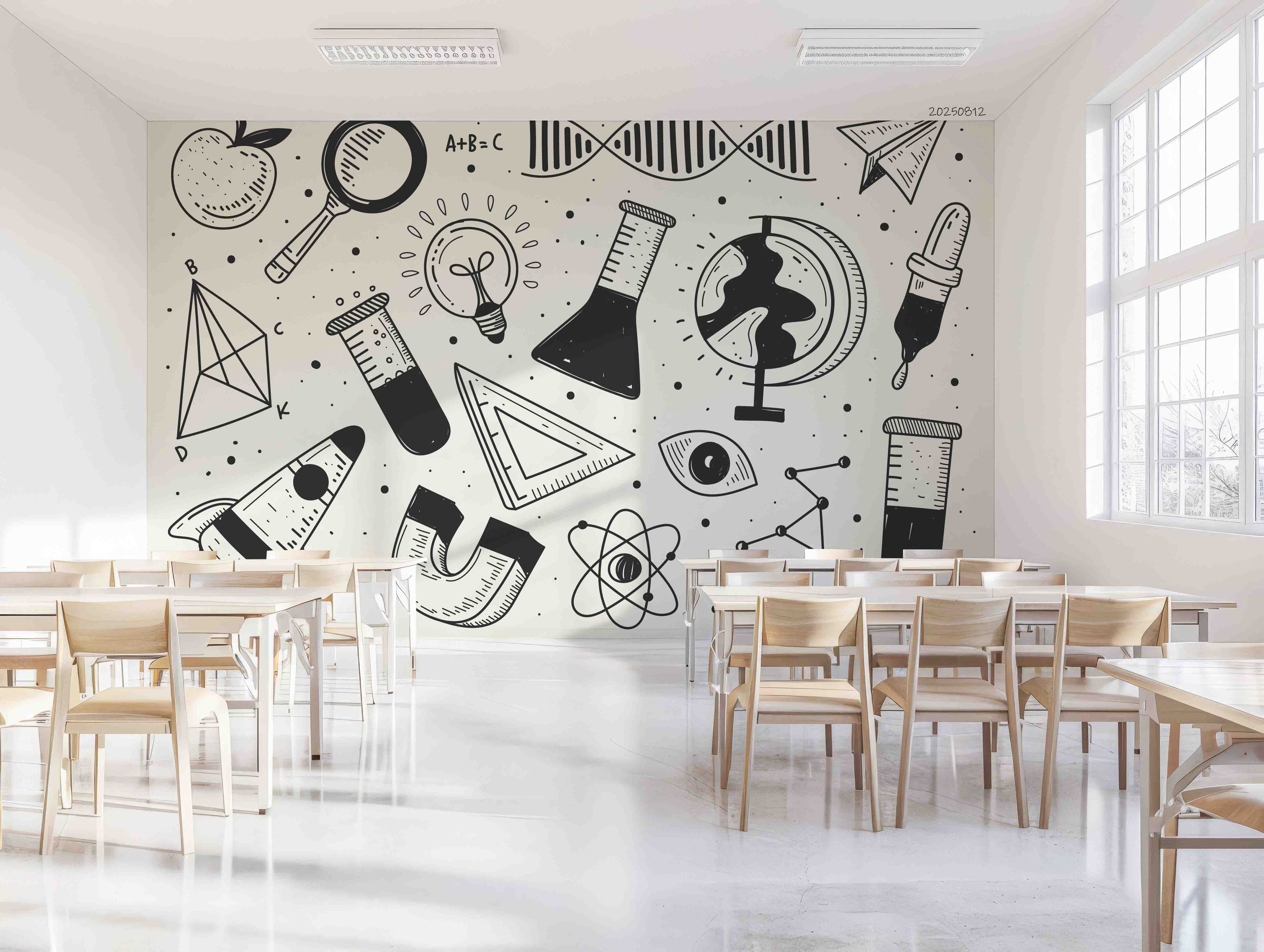 3D School STEM Science Lab Classroom Teaching Aid Wall Mural Wallpaper 1