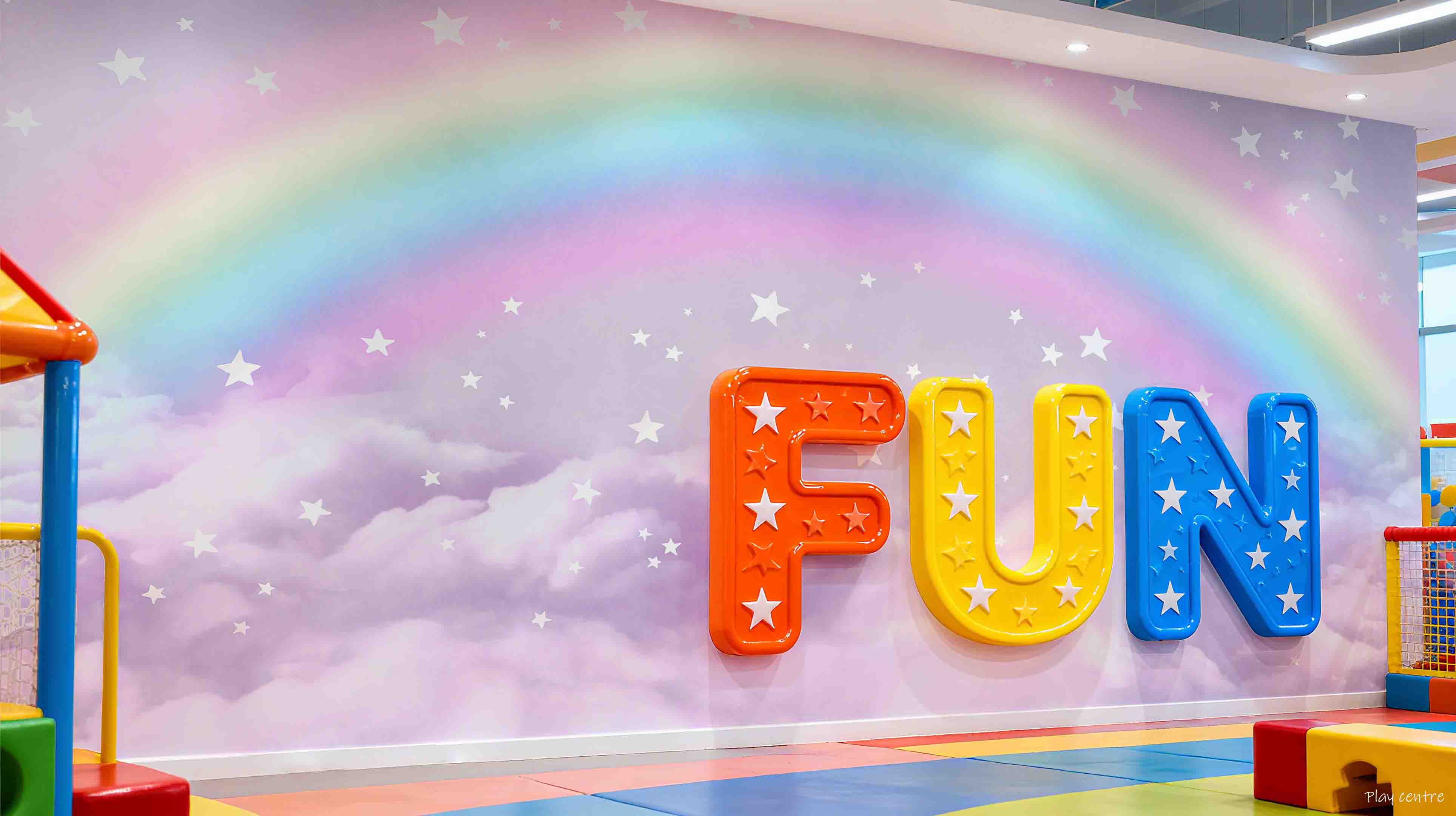 3D Play Centre Amusement Park Funfair Carnie Rainbow Clouds Wall Mural Wallpaper 12