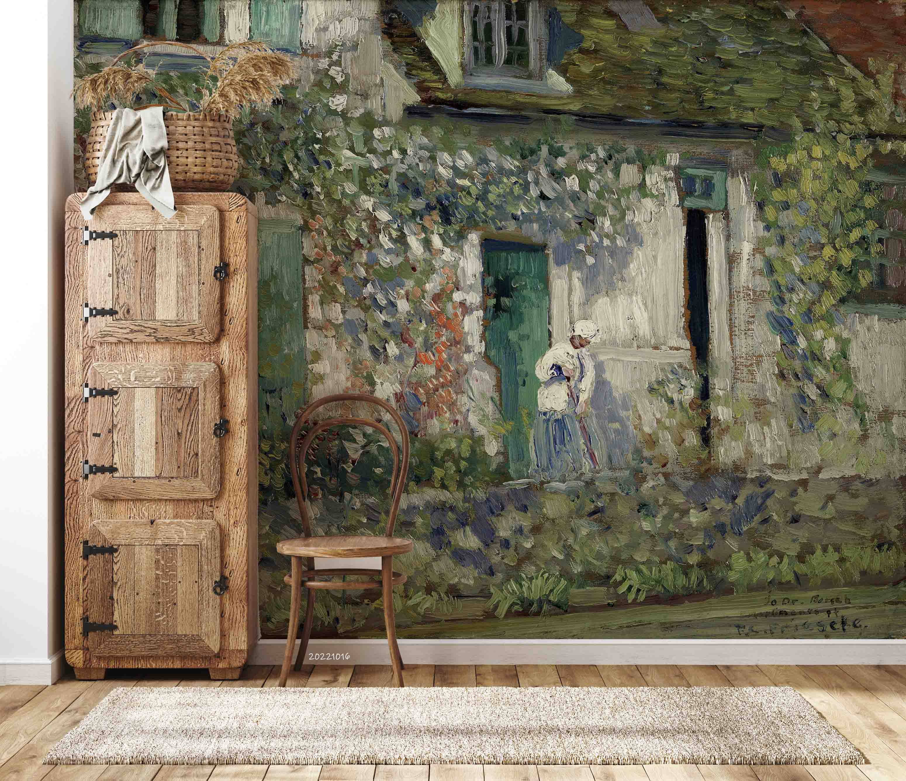 3D Oil Painting House Women Sweeping Wall Mural Wallpaper GD 2965- Jess Art Decoration