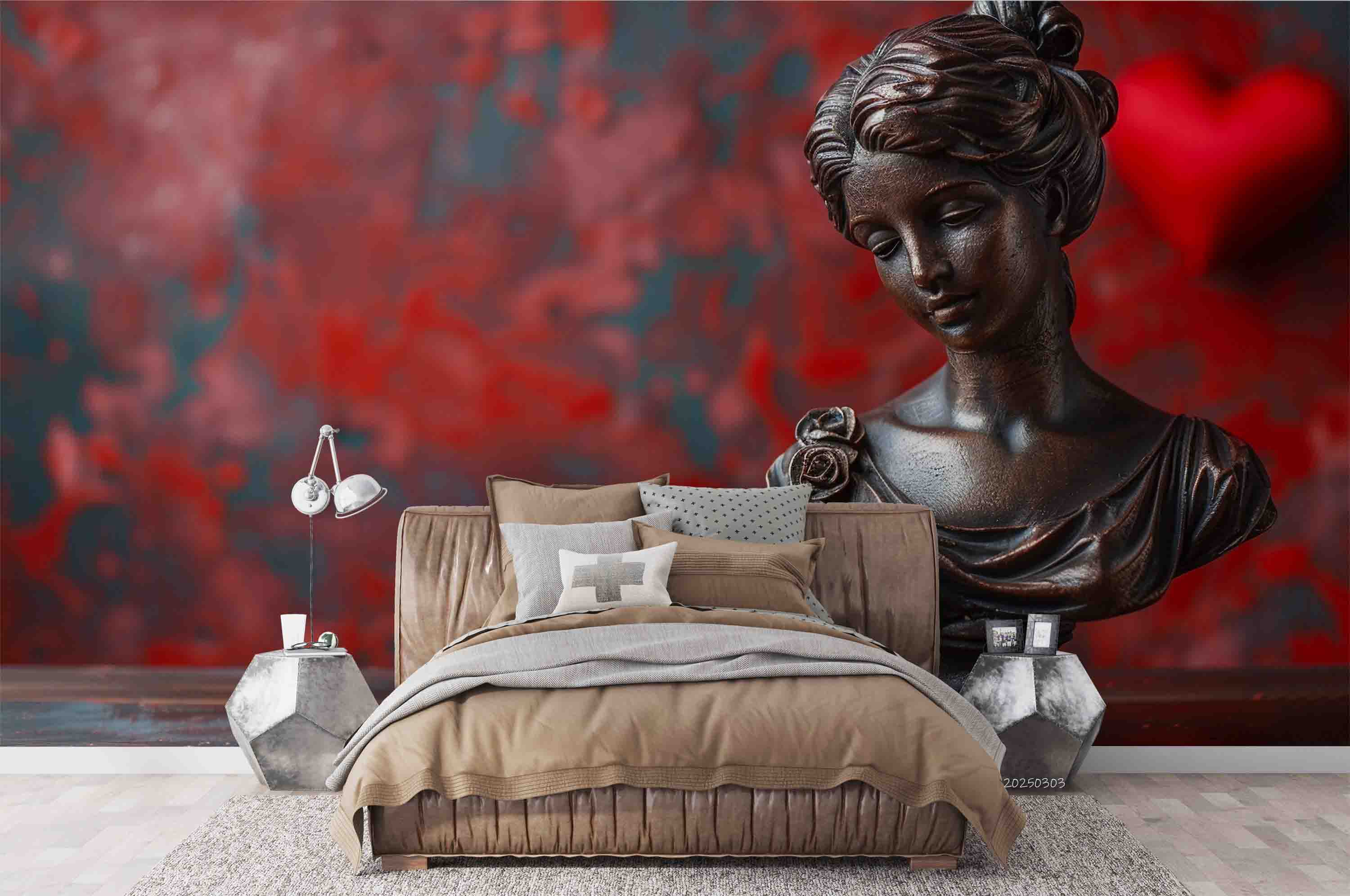 3D Retro Red Sculpture Art Background Wallpaper Wall Mural Wall Decor Wall Art Wall Sticker Remoable Wallpaper LQH