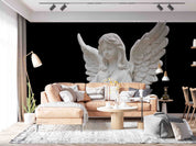 3D Sculpture Angel Black Wall Mural Wallpaper YXL 2417