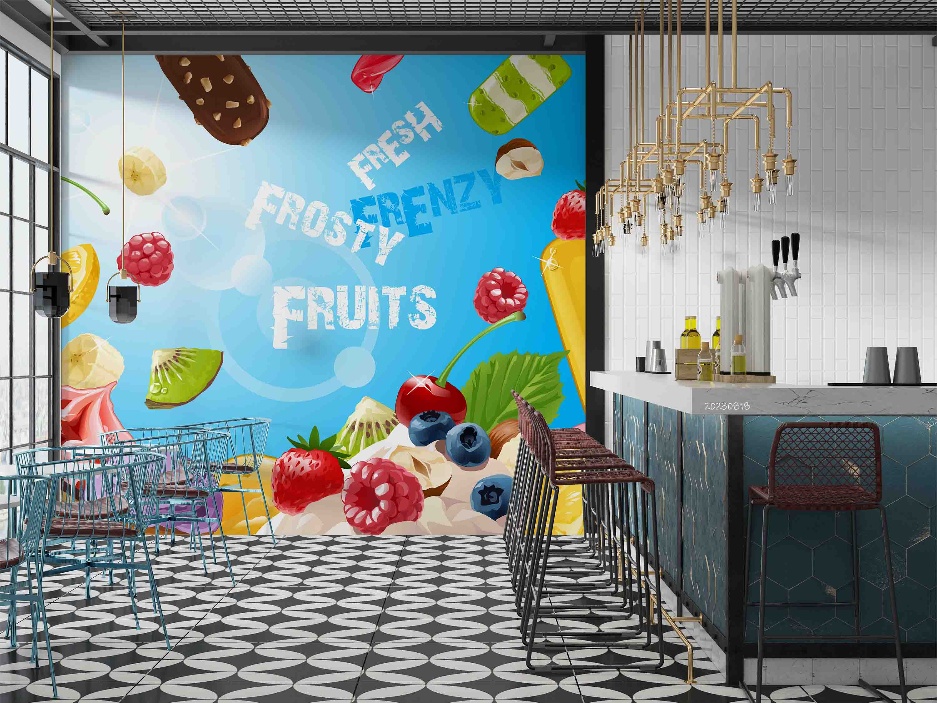 3D Ice Cream Popsicle Blue Sunlight Wall Mural Wallpaper YXL 2332