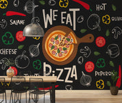 3D Vegetables Pizzeria Black Background Wall Mural Wallpaper GD 4926- Jess Art Decoration
