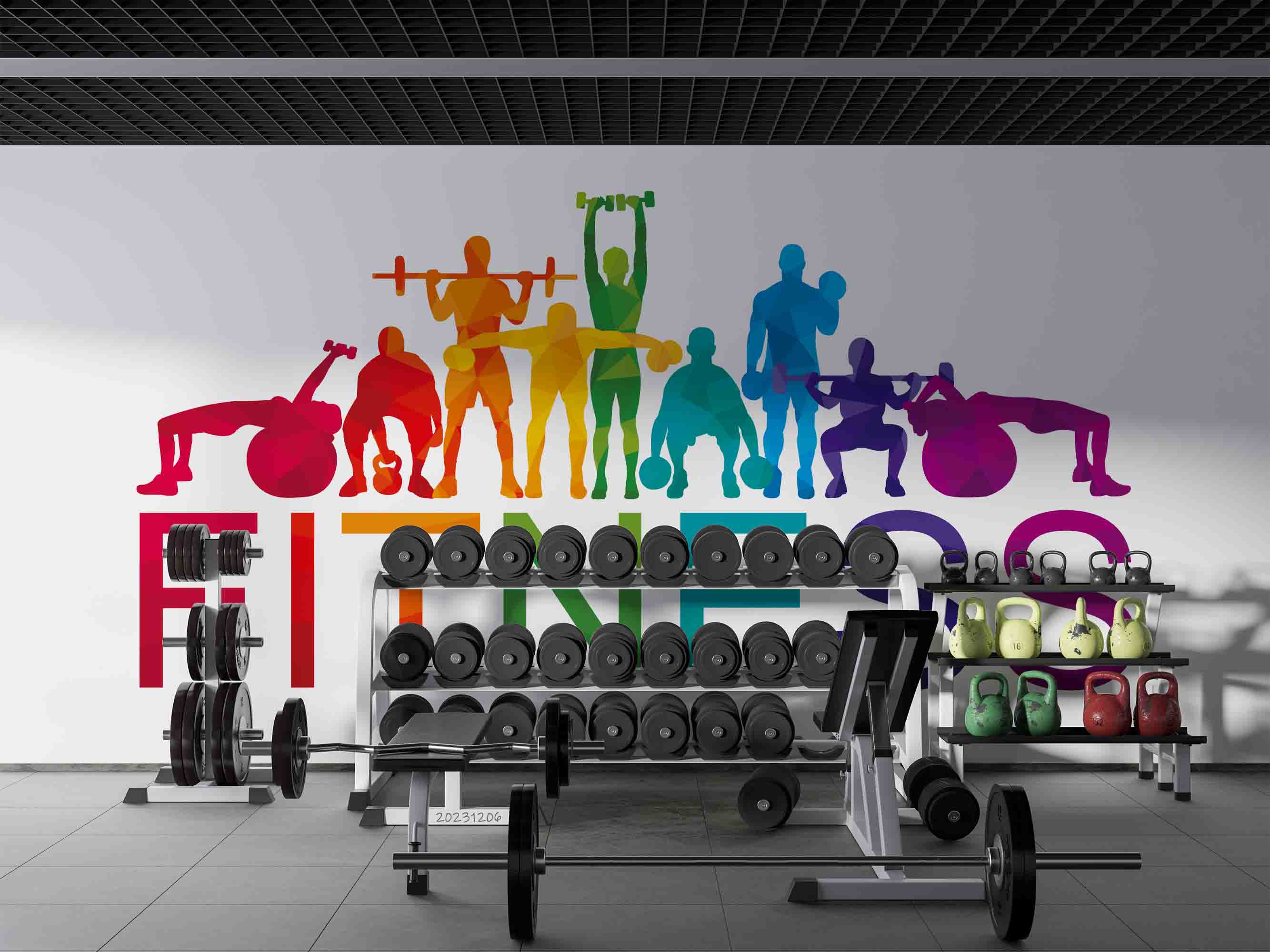 3D Poster Person Yoga Ball Weightlifting Letter Wall Mural Wallpaper YXL 93