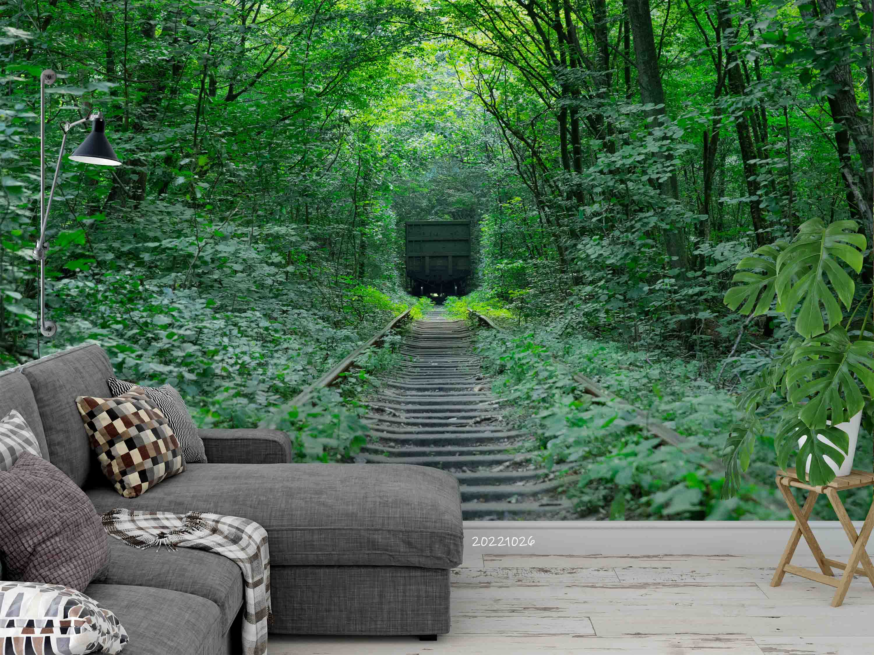 3D Jungle Tunnel Green Trees Railroad Wall Mural Wallpaper GD 3121- Jess Art Decoration