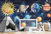 3D Watercolour The Earth Star Sun Wall Mural Wallpaper YXL 235