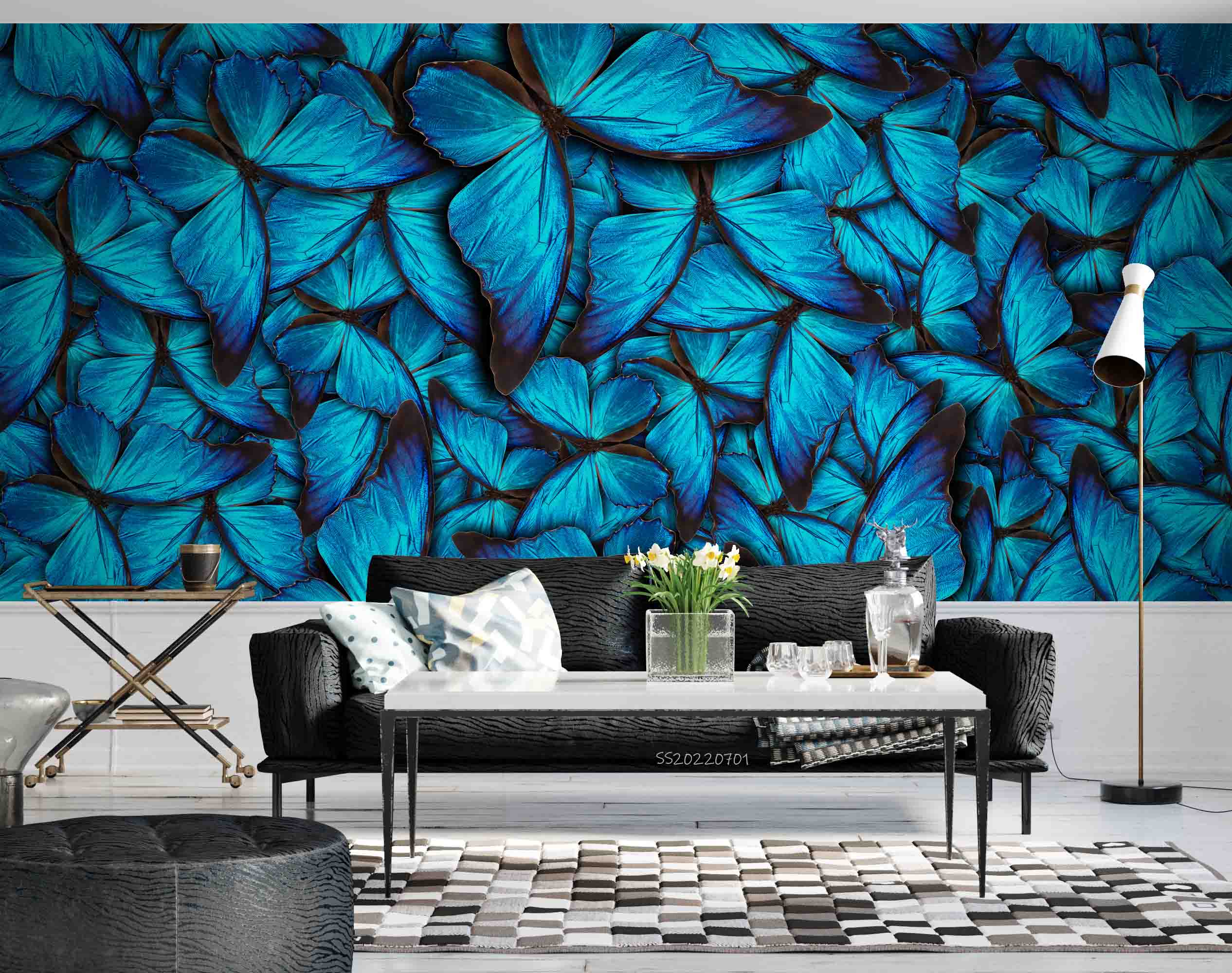 3D Beautiful Blue Butterfly Wall Mural Wallpaper GD 5033- Jess Art Decoration