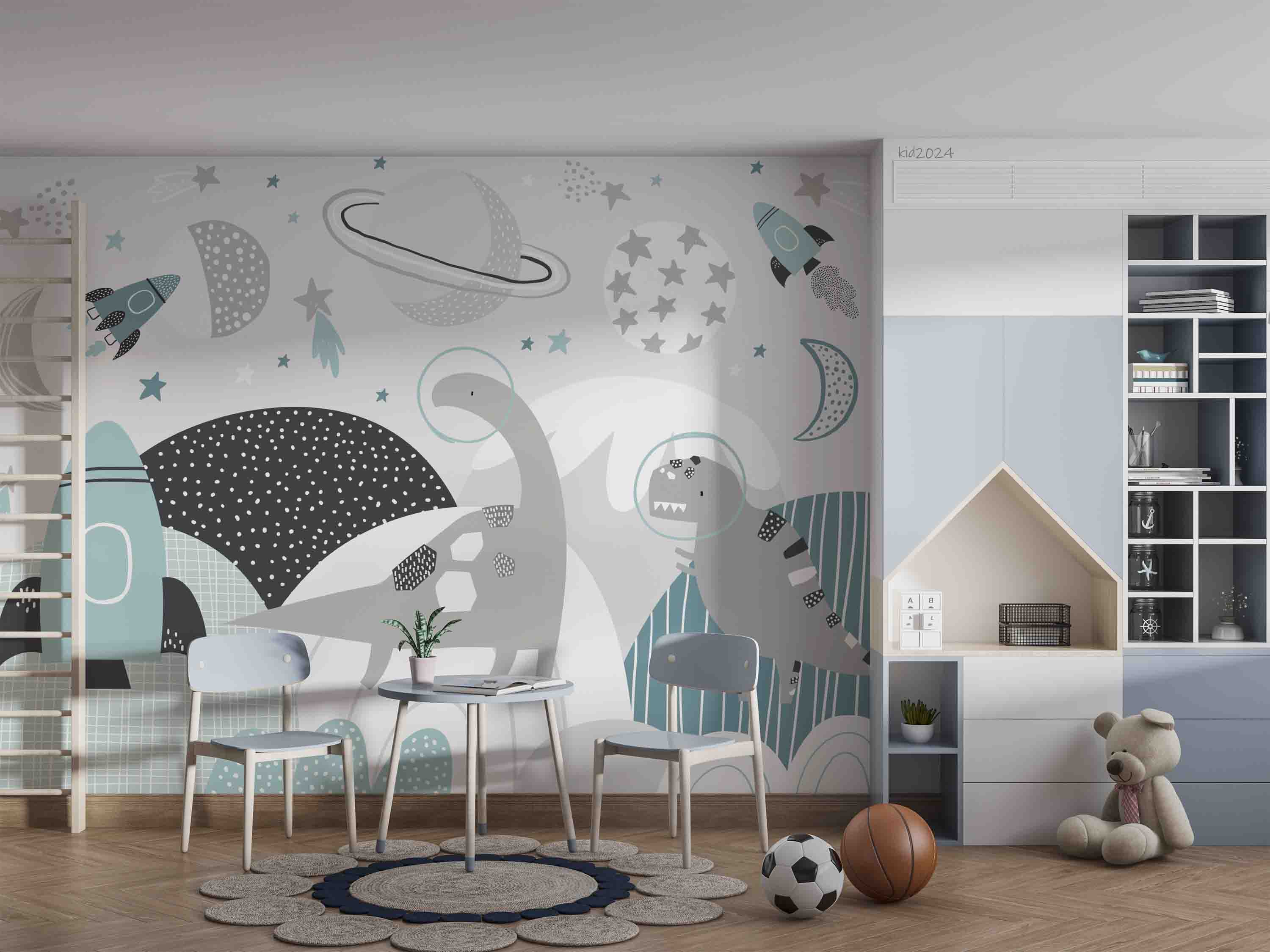 3D Mountain Dinosaur The Earth Rocket Wall Mural Wallpaper YXL 371