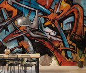 3D Graffiti Line Croci Blue Black Wall Mural Wallpaper YXL 3- Jess Art Decoration