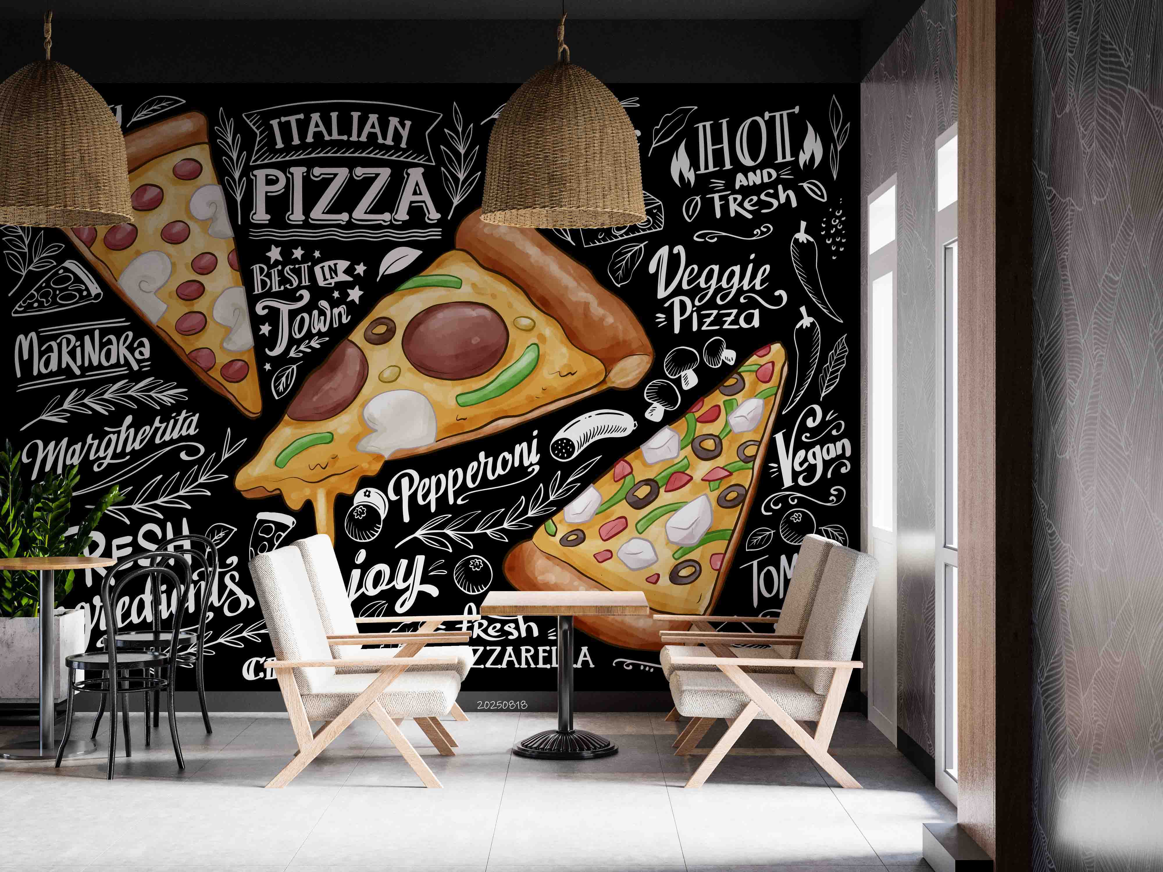 3D Restaurant Snack Bar Diner Fast Food Pizza Wall Mural Wallpaper 14