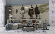 3D Sandbeach Sea Horse Person Grassland Wall Mural Wallpaper YXL 2558