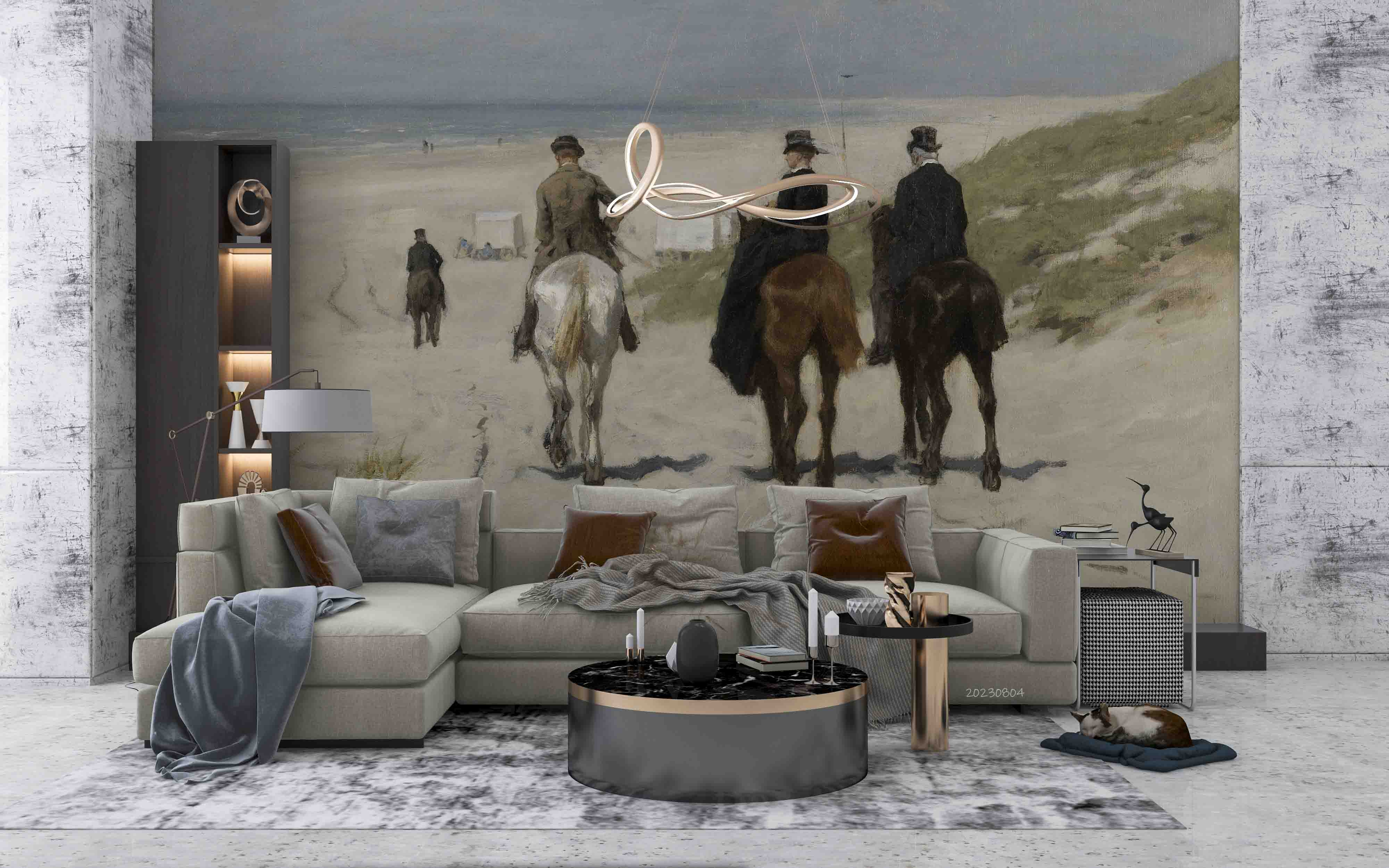 3D Sandbeach Sea Horse Person Grassland Wall Mural Wallpaper YXL 2558