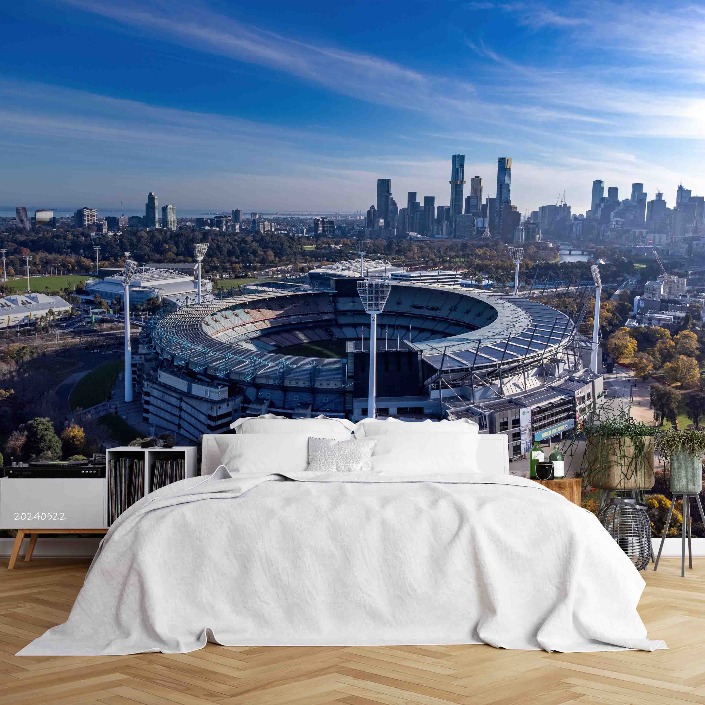 3D City Architecture Stadium Cloud Sky Wall Mural Wallpaper YXL 555