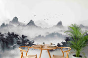 3D Watercolor Grey Mountains Forest Wallpaper Wall Mural Wall Decor Wall Art Wall Sticker Remoable Wallpaper LQH 8
