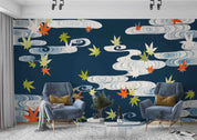 3D Autumn Maple Leaf Sky Cloud Pattern Wallpaper Wall Mural Wall Decor Wall Art Wall Sticker Remoable Wallpaper LQH 50