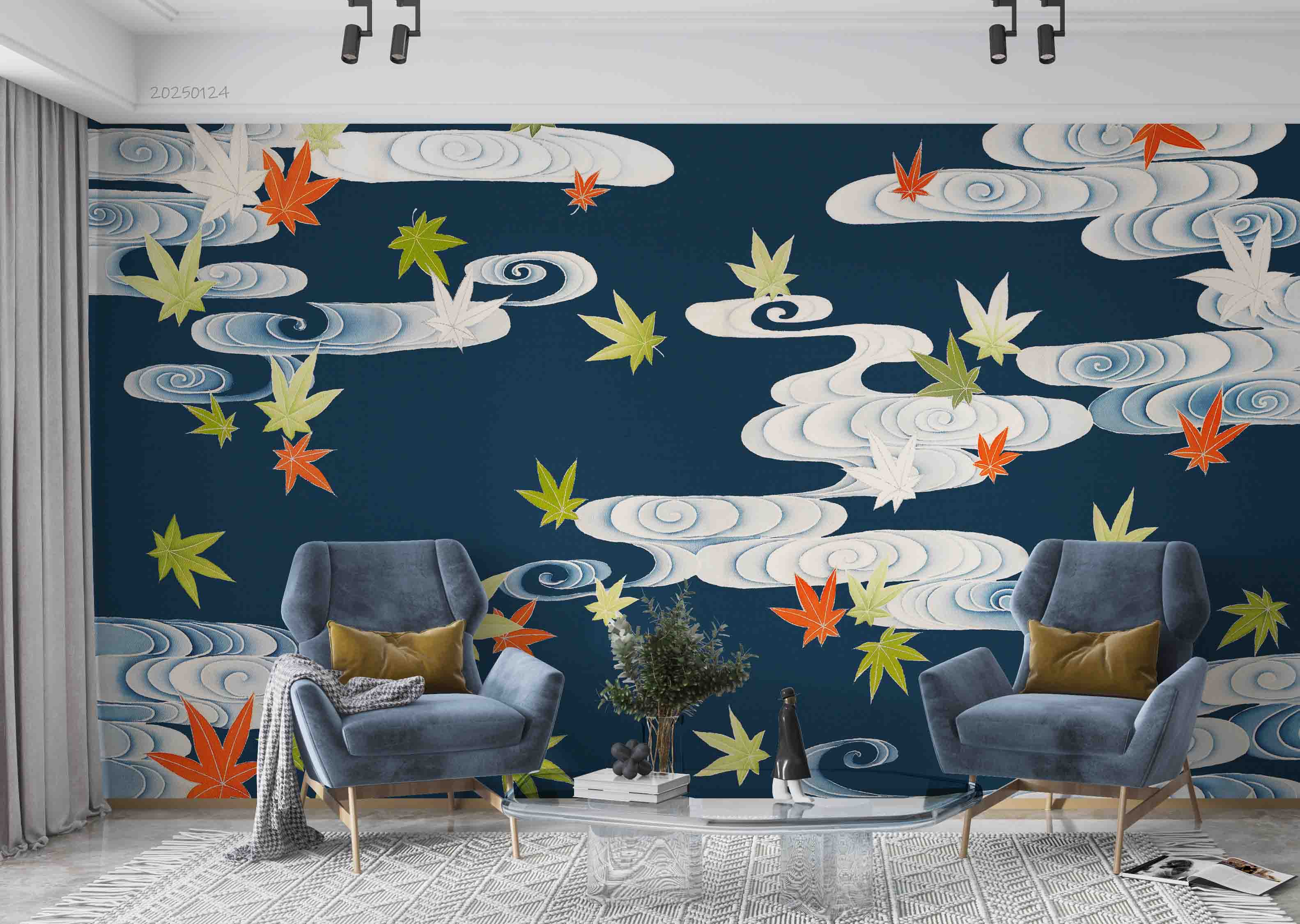 3D Autumn Maple Leaf Sky Cloud Pattern Wallpaper Wall Mural Wall Decor Wall Art Wall Sticker Remoable Wallpaper LQH 50