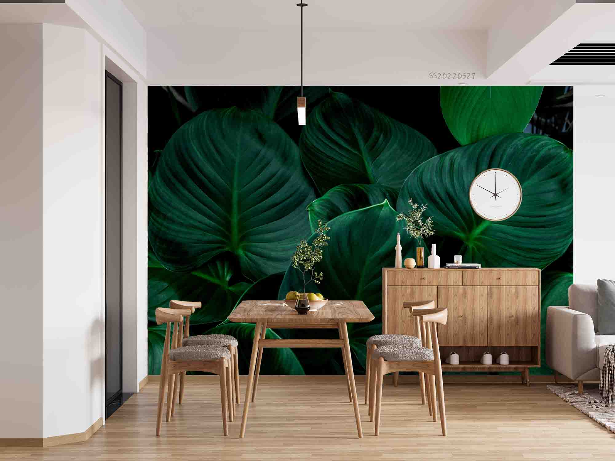 3D Tropical Green Leaves Background Wall Mural Wallpaper GD 4151- Jess Art Decoration