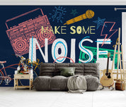 3D Pattern Letter Radio Tape Mike Yellow Pink Green Wall Mural Wallpaper YXL 22- Jess Art Decoration