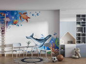 3D Sea Sea Turtle Whale Fish Jellyfish Wall Mural Wallpaper YXL 677