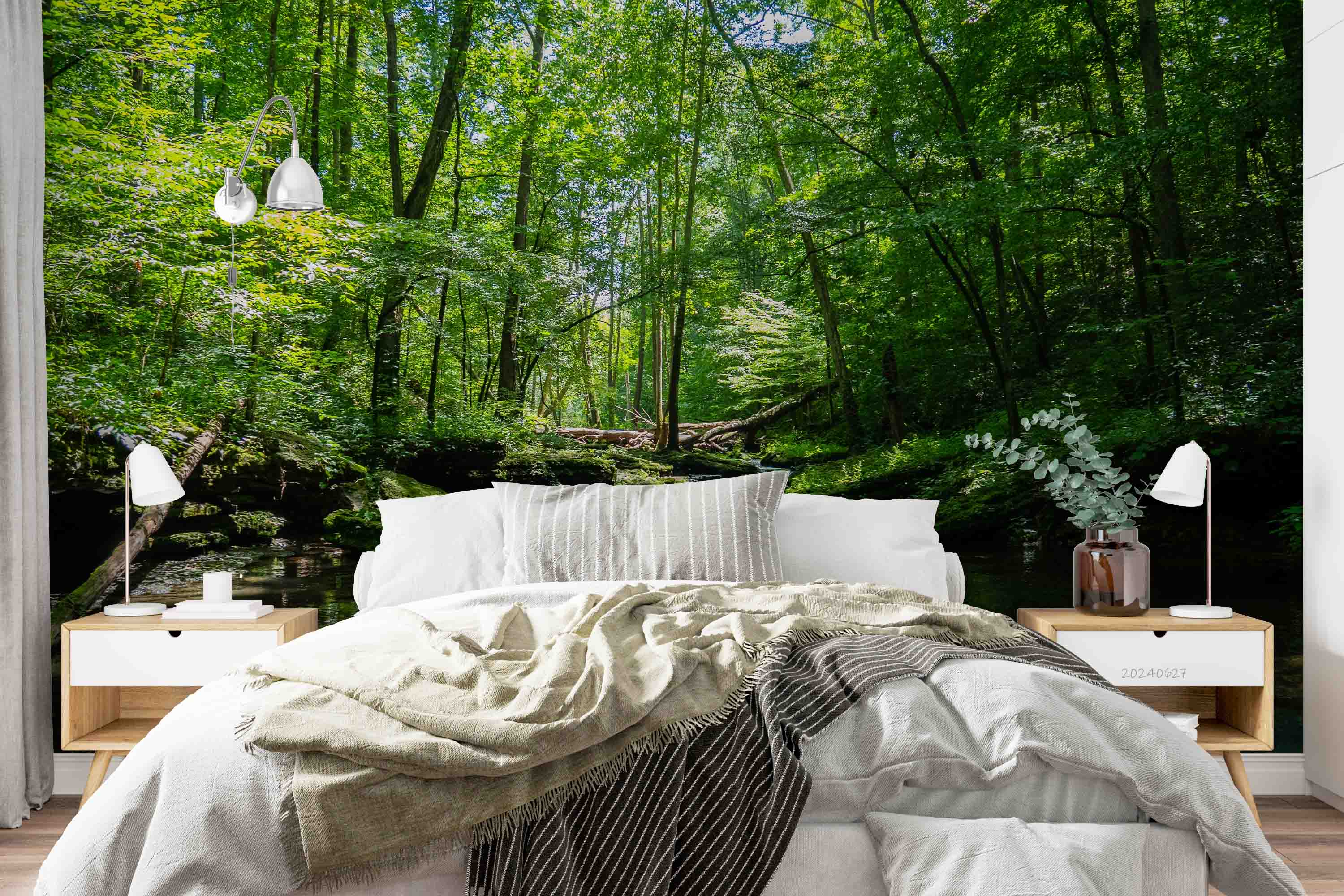 3D Forest Tree Grass Leaf Green Sea Wall Mural Wallpaper YXL 685