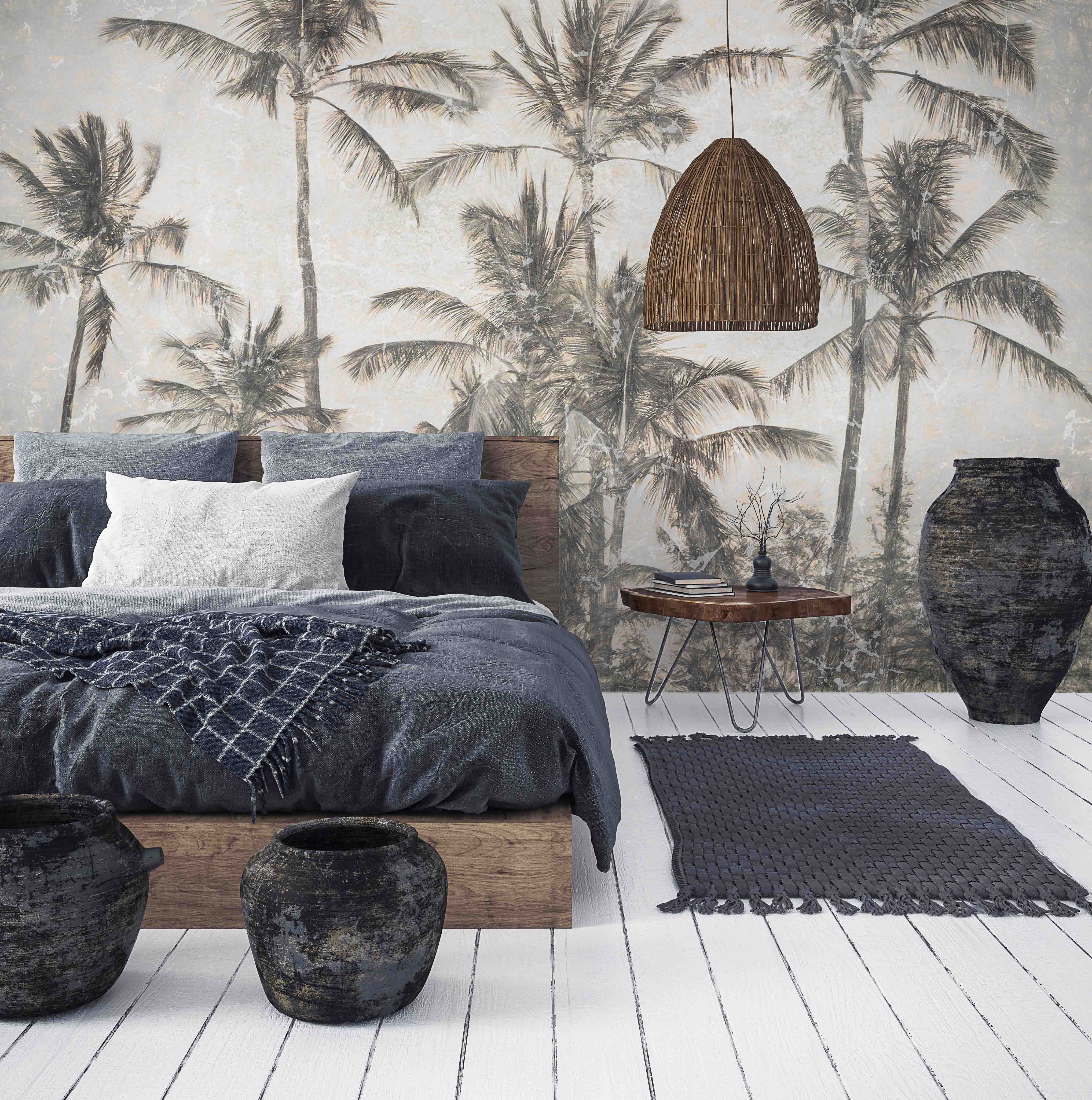 3D Retro Palm Tree Sketch retro palm tree sketch mural wall mural wallpaper for bedroom