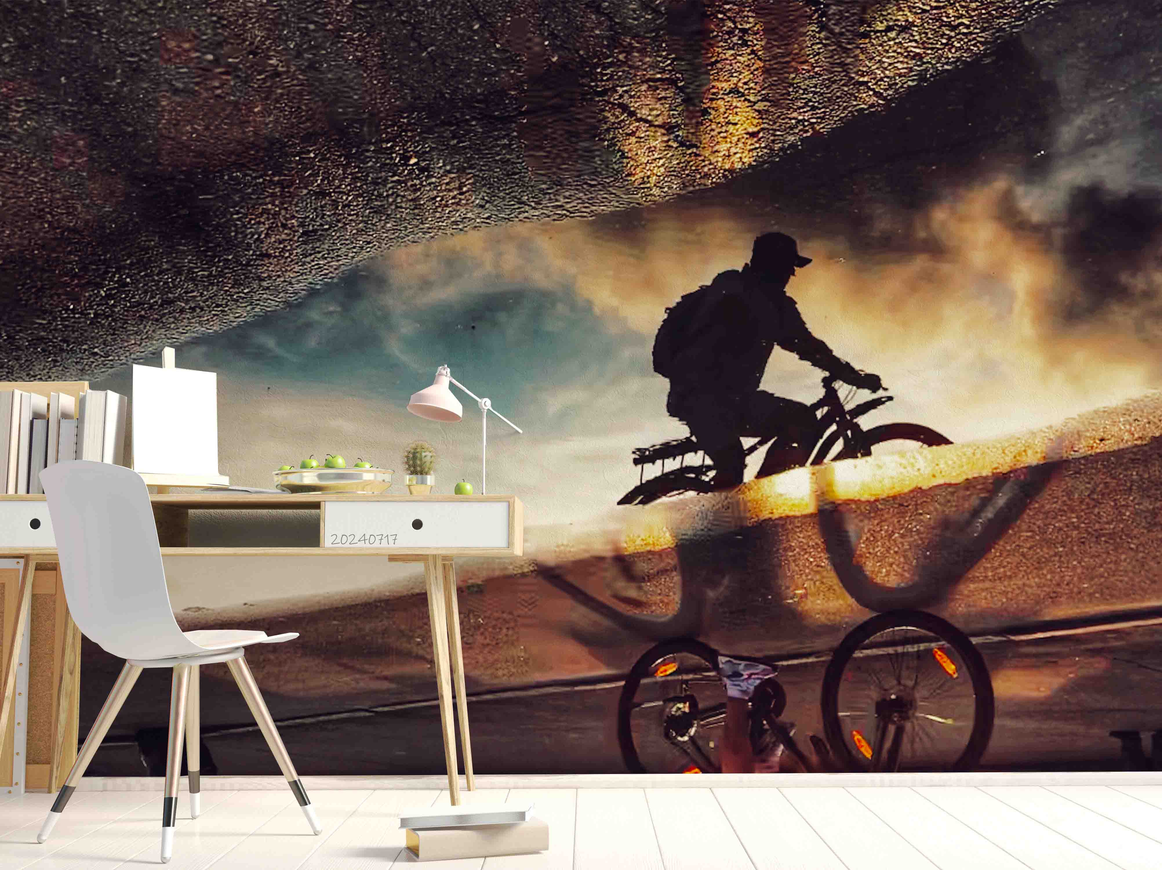 3D Mountain Person Cycling Road Wall Mural Wallpaper YXL 98