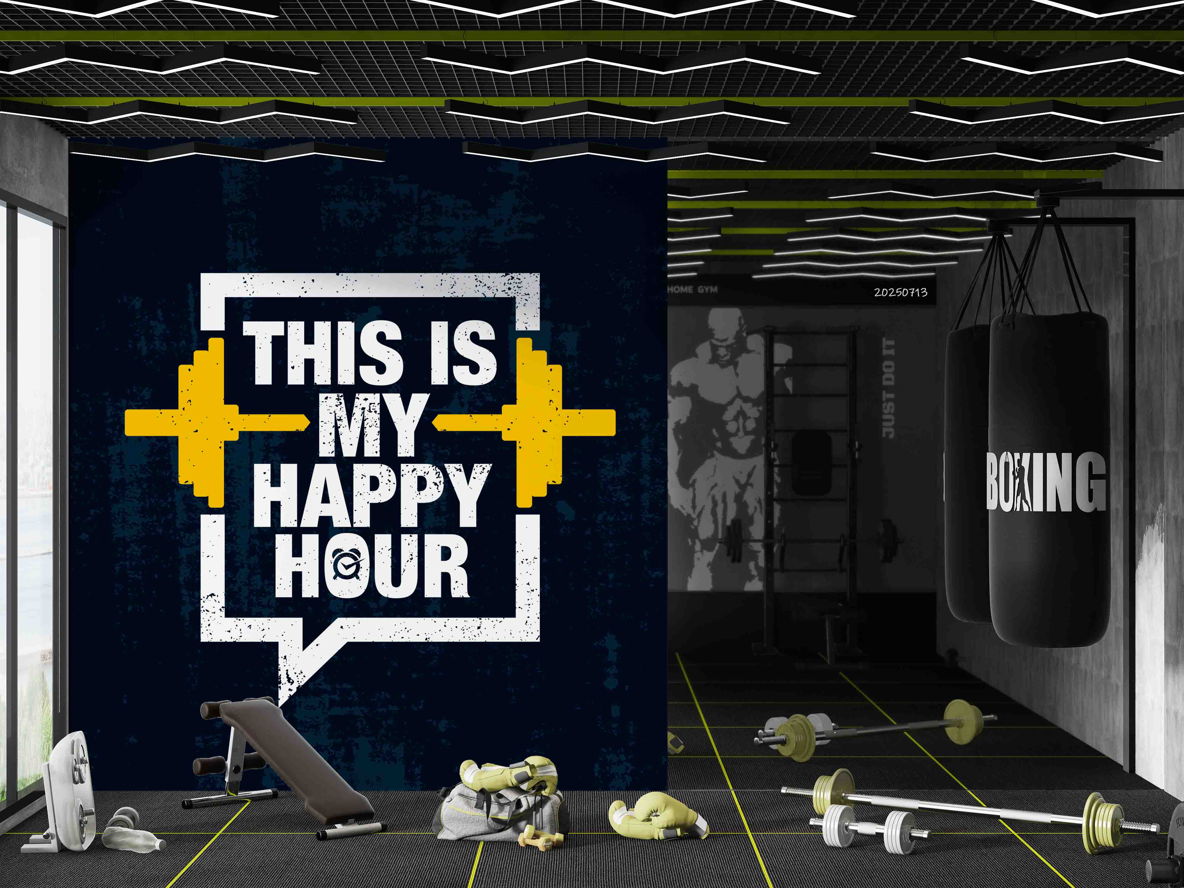 3D Gym Fitness Gymnasium Wall Mural Wallpaper 39