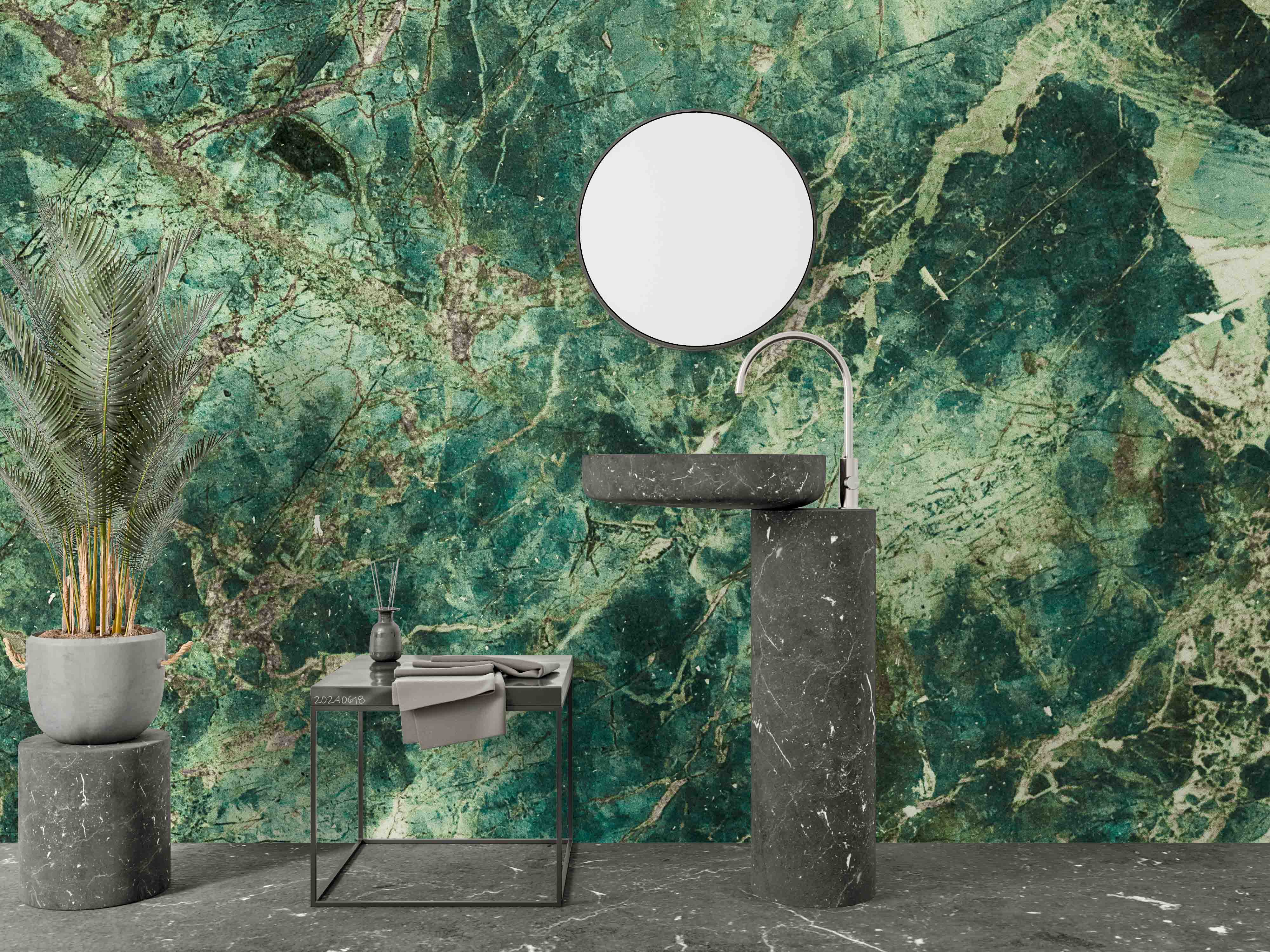 3D Abstract Damaskeen Green Crack Wall Mural Wallpaper YXL 633