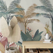 3D Tropical Watercolor Coconut Tree Leaves Wall Mural Wallpaper GD 3317- Jess Art Decoration