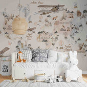 3D Animal World Aircraft Hydrogen Balloon Penuins Wall Mural Wallpaper YXL 2530