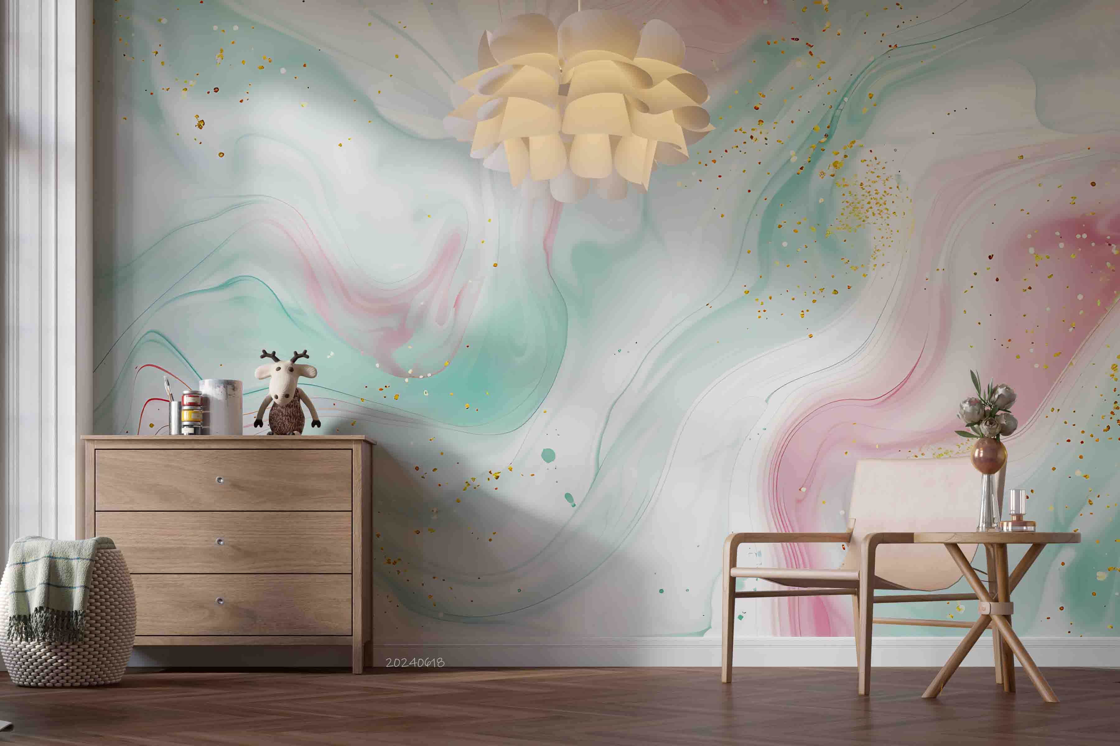 3D Abstract Damaskeen Gold Dust Texture Wall Mural Wallpaper YXL 631