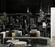 3D Night Urban Architecture Mansion Iron Tower Wall Mural Wallpaper YXL 2825