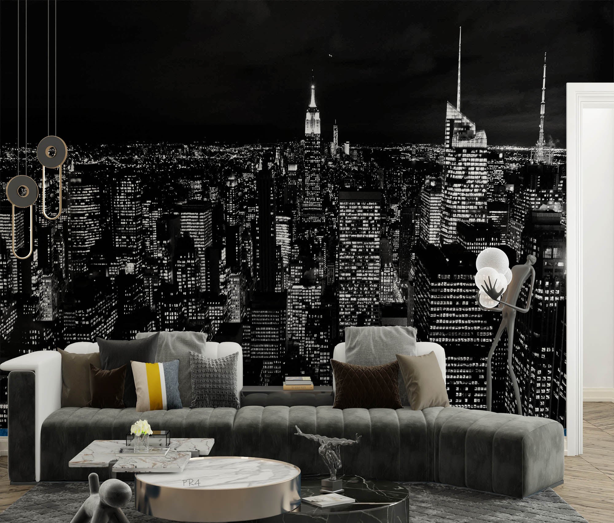 3D Night Urban Architecture Mansion Iron Tower Wall Mural Wallpaper YXL 2825