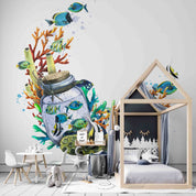 3D Animal Fish Coral Bottle Dot Sea Wall Mural Wallpaper YXL 35