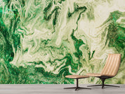 3D Abstract Damaskeen Green Wave Wall Mural Wallpaper YXL 579