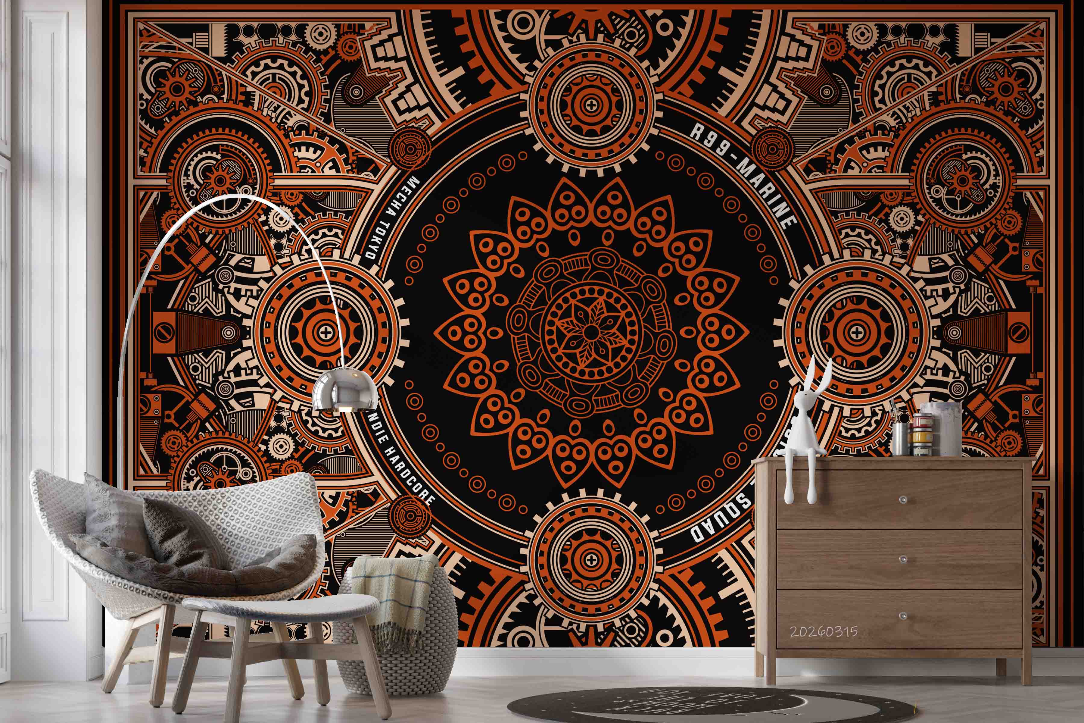 3D Mechanical Mandala Gear Pipe Steampunk Wallpaper Wall Mural Wall Decor Wall Art Wall Sticker Remoable Wallpaper
