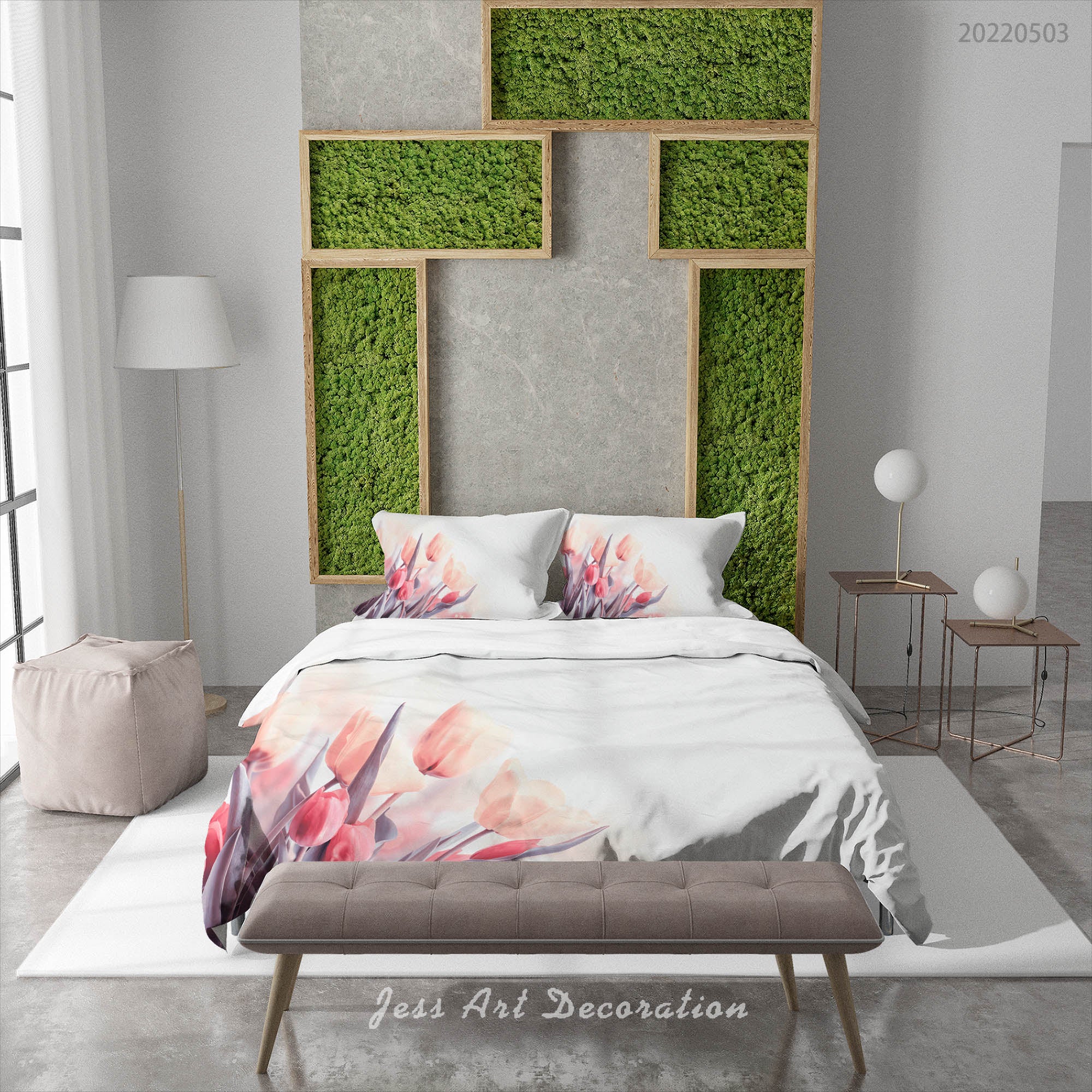3D Floral Tulip Leaf Quilt Cover Set Bedding Set Duvet Cover Pillowcase 551