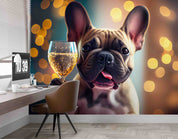 3D Animal Dog Night Yellow Wall Mural Wallpaper YXL 1846