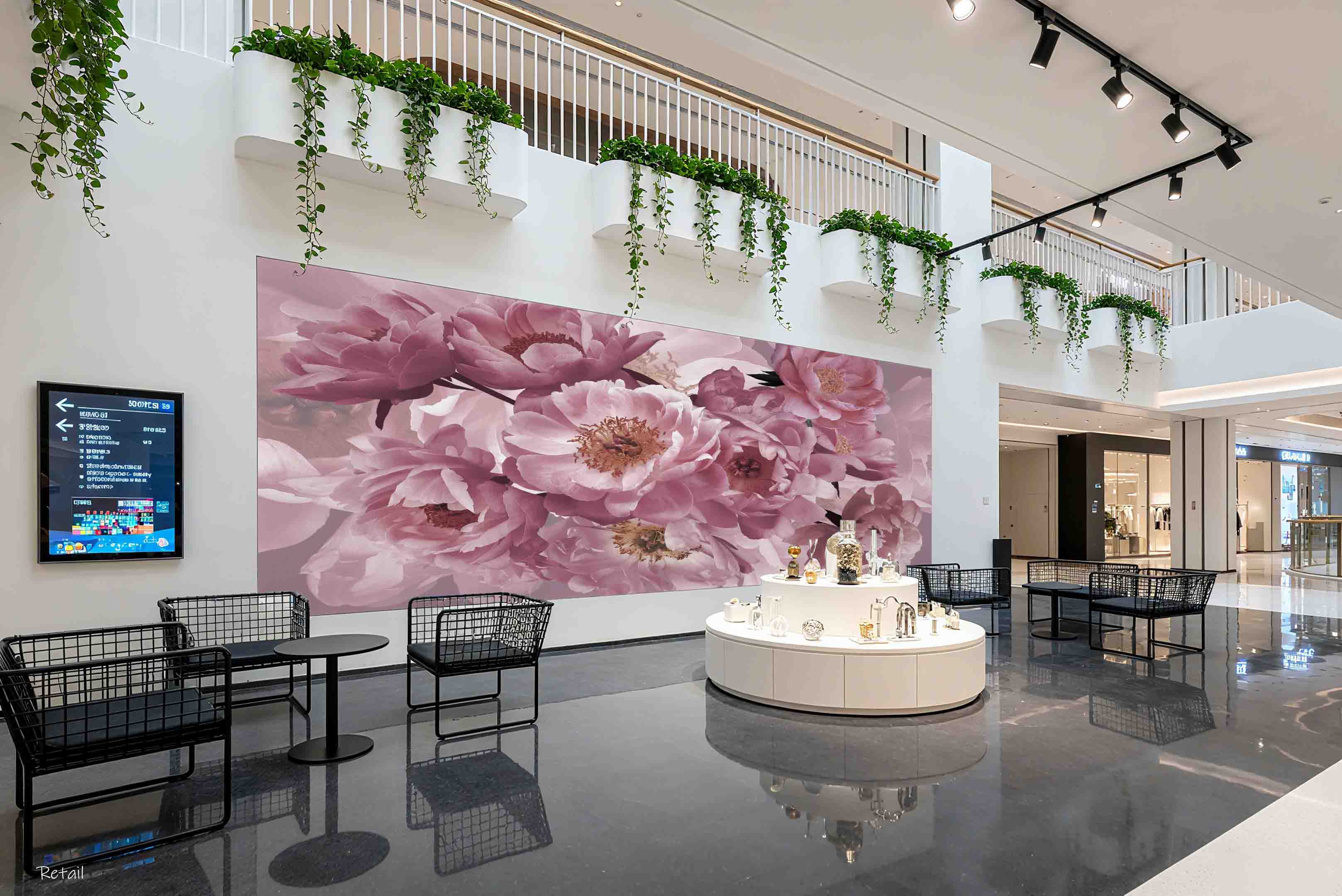 3D Retail Shop Store Market Trade Pink Floral Wall Mural Wallpaper 6