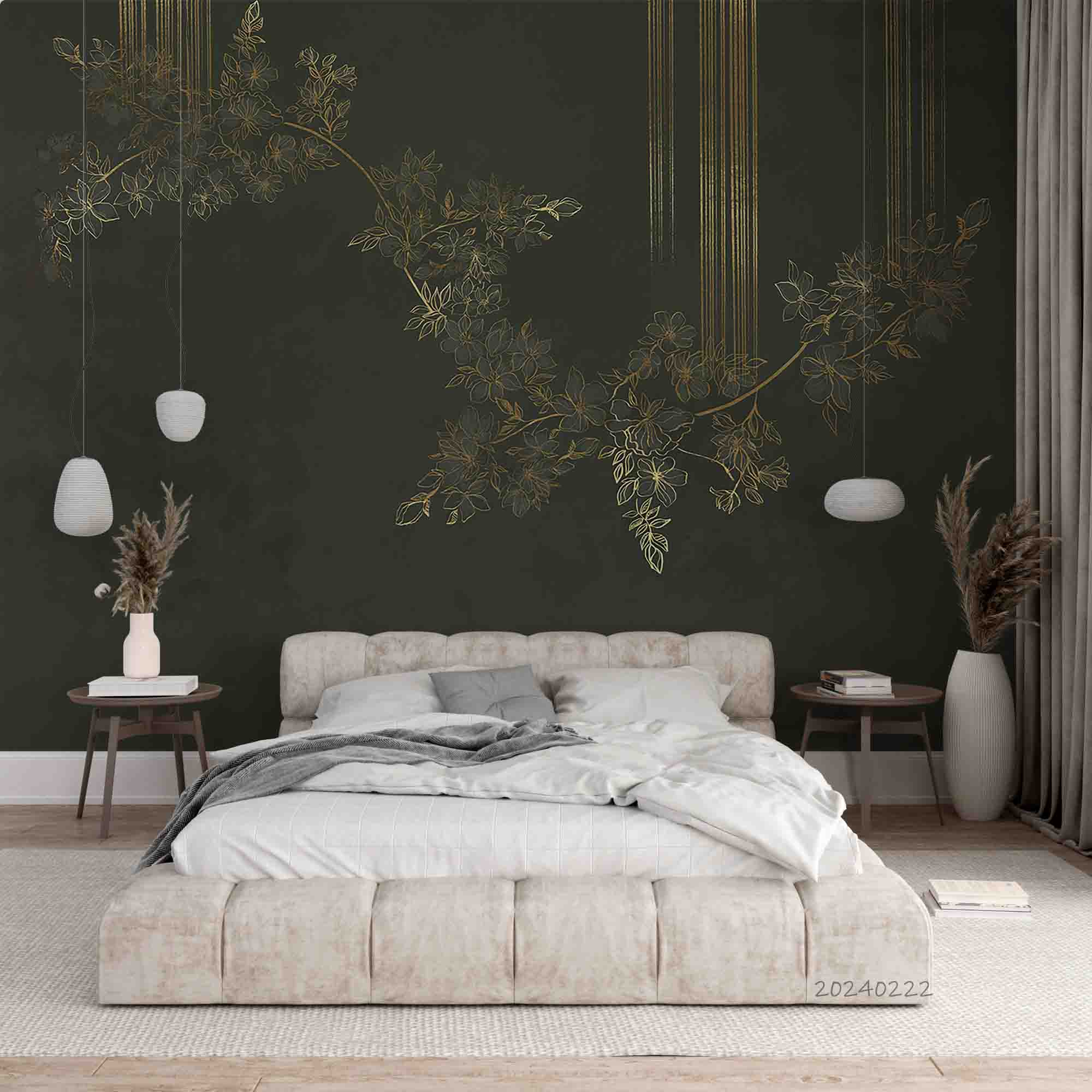 3D Abstract Gold Branch Leaf Wallpaper Wall Mural Wall Decor Wall Art Wall Sticker Remoable Wallpaper LQH