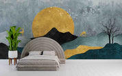 3D Abstract Mountains Sunrise Deer Wallpaper Wall Mural Wall Decor Wall Art Wall Sticker Remoable Wallpaper LQH 52