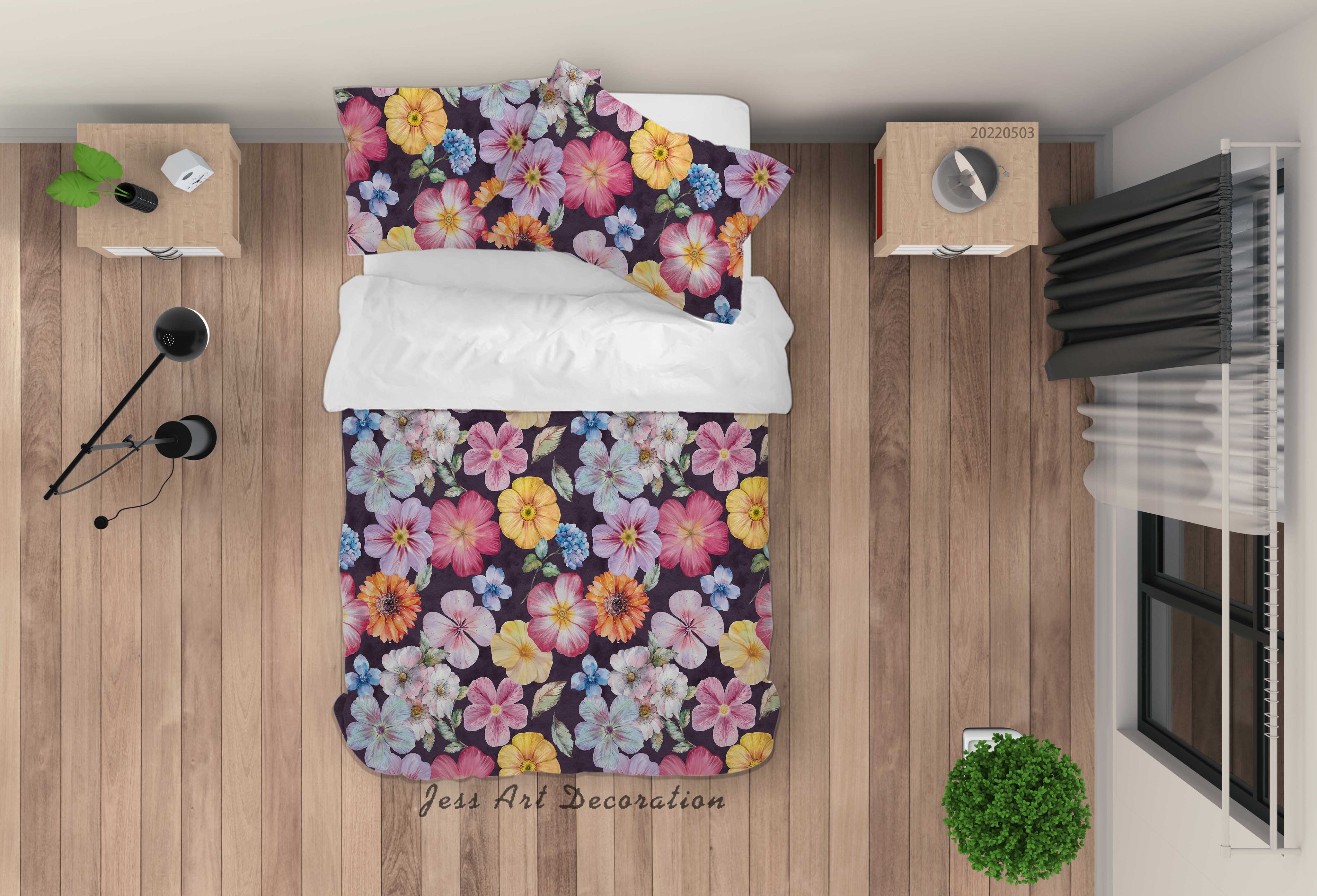 3D Floral Heronsbill Violet Quilt Sea Turtle Cover Set Bedding Set Duvet Cover Pillowcase 513