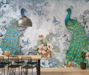 3D Chinese Vintage Peacock Floral Butterfly Wall Mural Wallpaper GD 4788- Jess Art Decoration