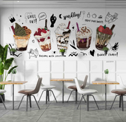 3D Ice Cream Letter Cup Wall Mural Wallpaper YXL 1165