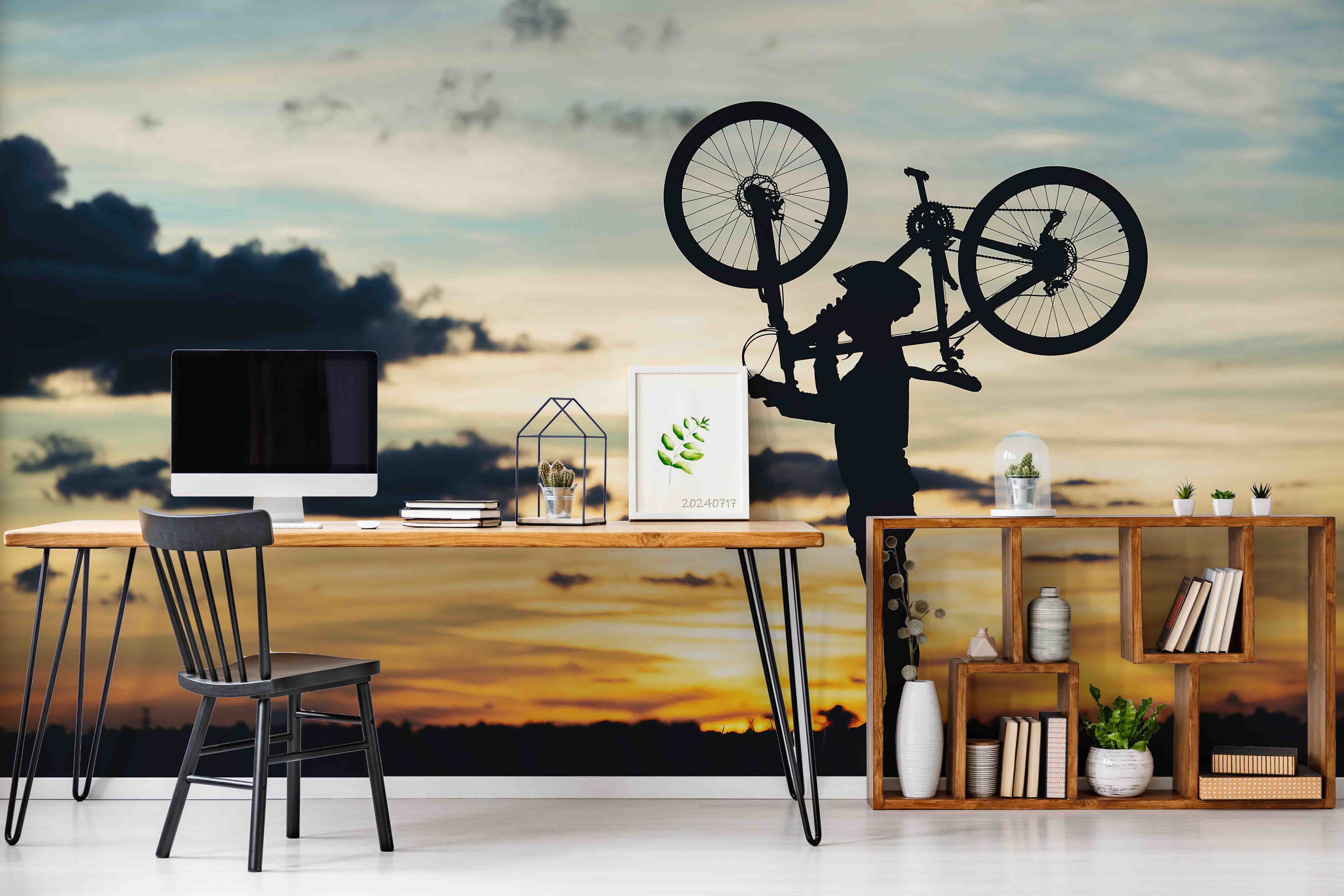 3D Tree Sea Cycling Mountain Cloud Sky Wall Mural Wallpaper YXL 55