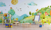 3D Childcare Nursery School Cartoon Kids Landscape Wall Mural Wallpaper JN 58