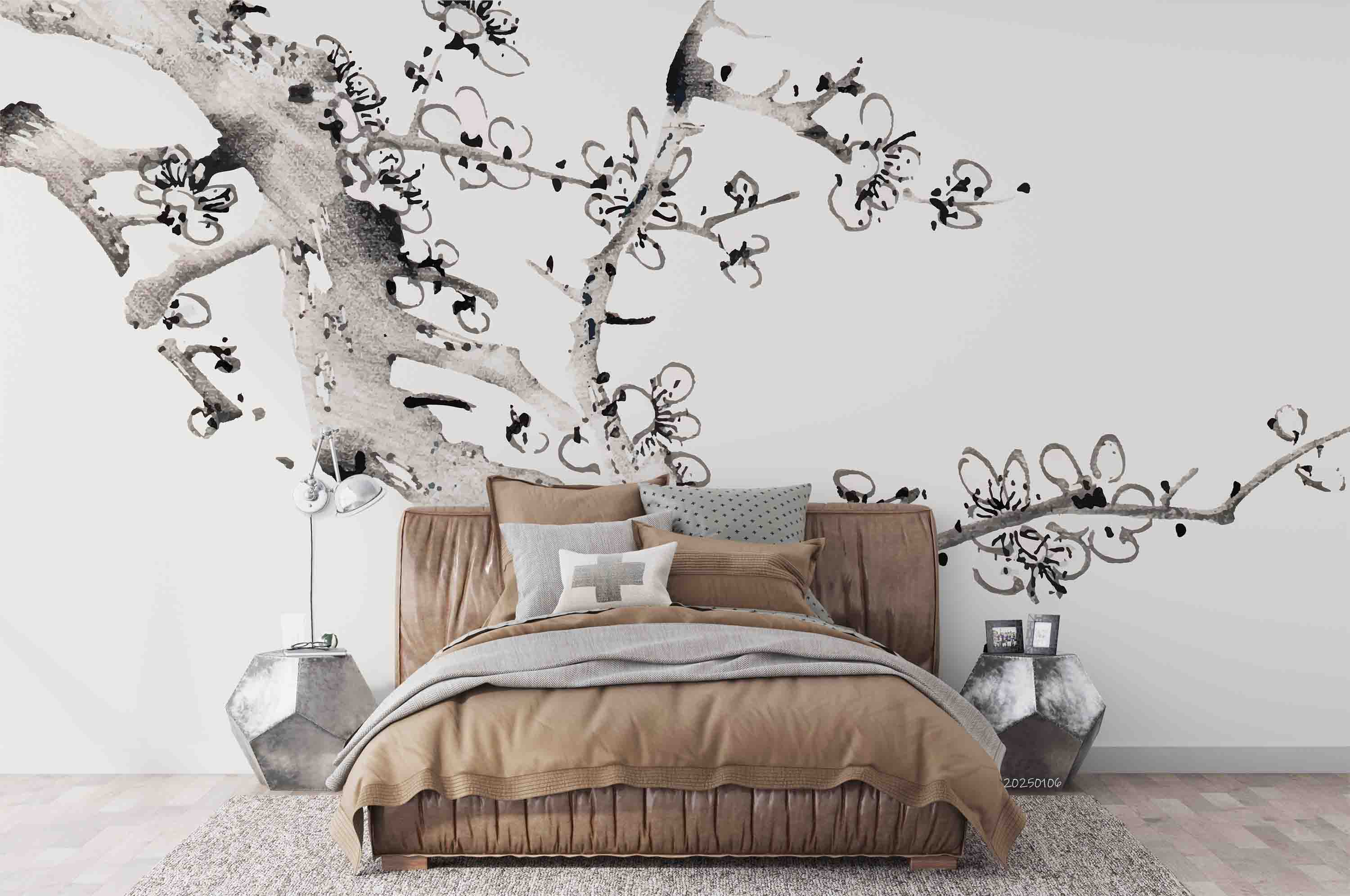 3D Ink Plum Blossom Branch Wallpaper Wall Mural Wall Decor Wall Art Wall Sticker Remoable Wallpaper LQH 40